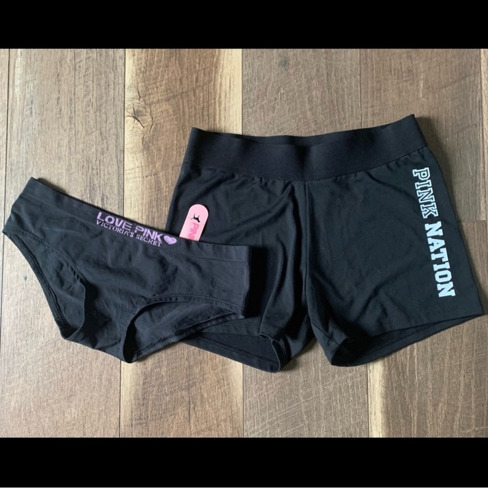 NWOT PINK Nation Ultimate Yoga Short Sz S & NWT Love PINK Panty Sz M
